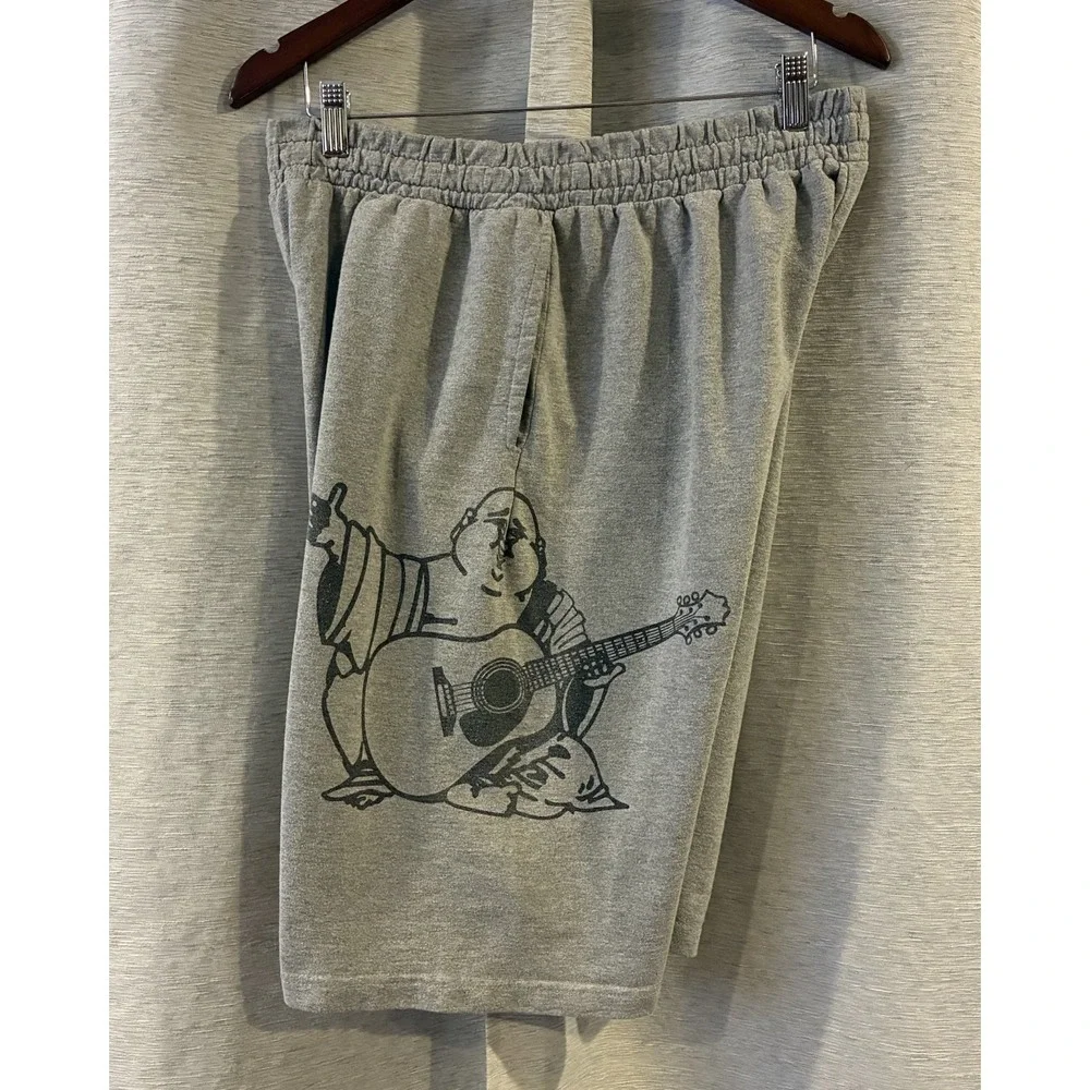 TRUE RELIGION LOUNGEWEAR SHORT MEN'S BLACK BUDDHA LOGO WITH POCKETS SIZE XL GREY